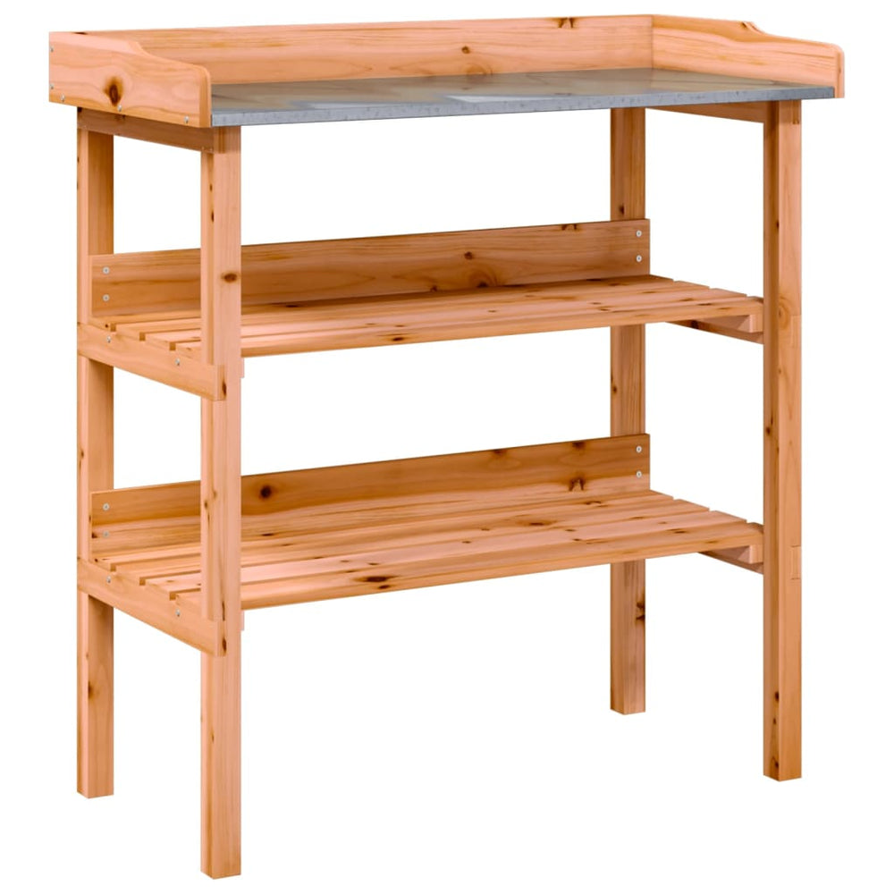 Masă De Plante Cu Raft, , 78X38X82,5 Cm, Lemn Masiv De Brad