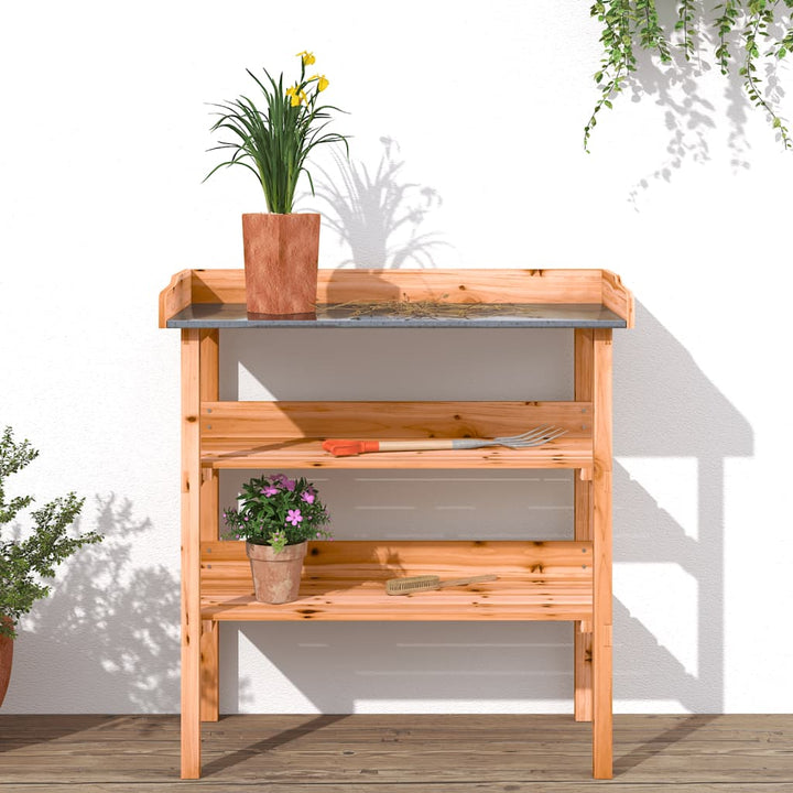 Masă De Plante Cu Raft, , 78X38X82,5 Cm, Lemn Masiv De Brad