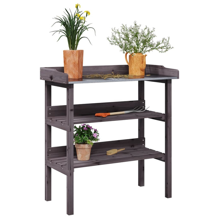 Masă De Plante Cu Raft, , 78X38X82,5 Cm, Lemn Masiv De Brad