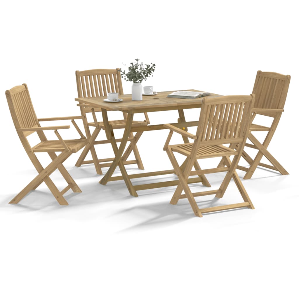 Set Mobilier De Exterior Pliabil, 7 Piese, Lemn Masiv De Acacia