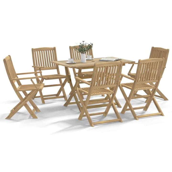 Set Mobilier De Exterior Pliabil, 7 Piese, Lemn Masiv De Acacia