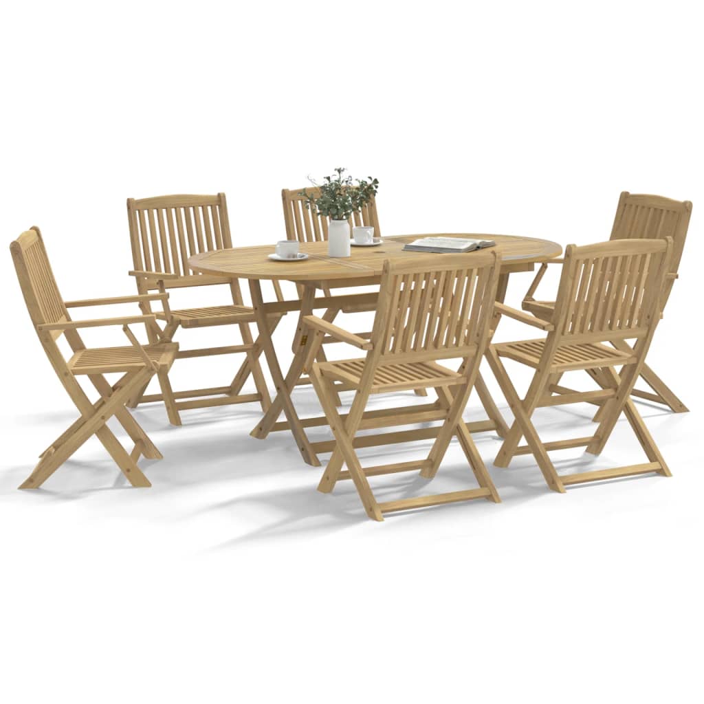 Set Mobilier De Exterior Pliabil, 7 Piese, Lemn Masiv De Acacia