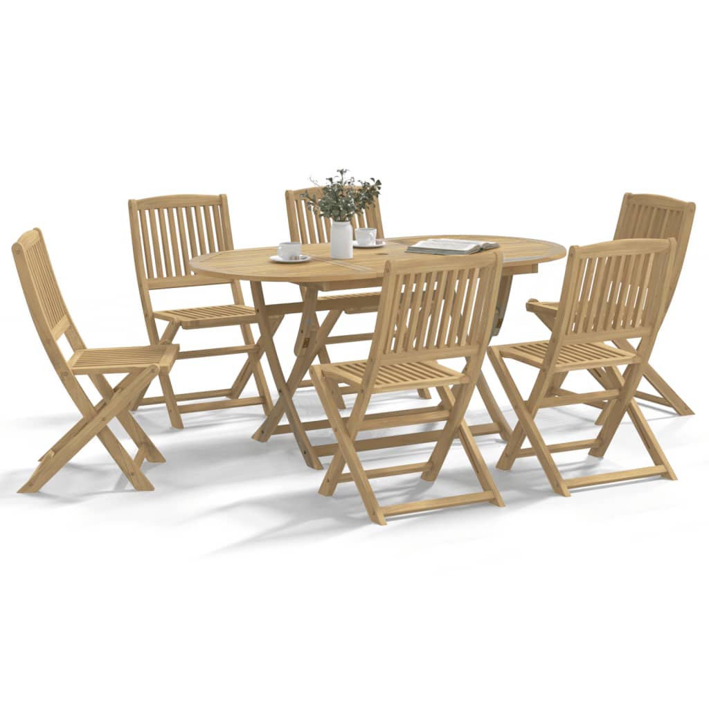 Set Mobilier De Exterior Pliabil, 7 Piese, Lemn Masiv De Acacia