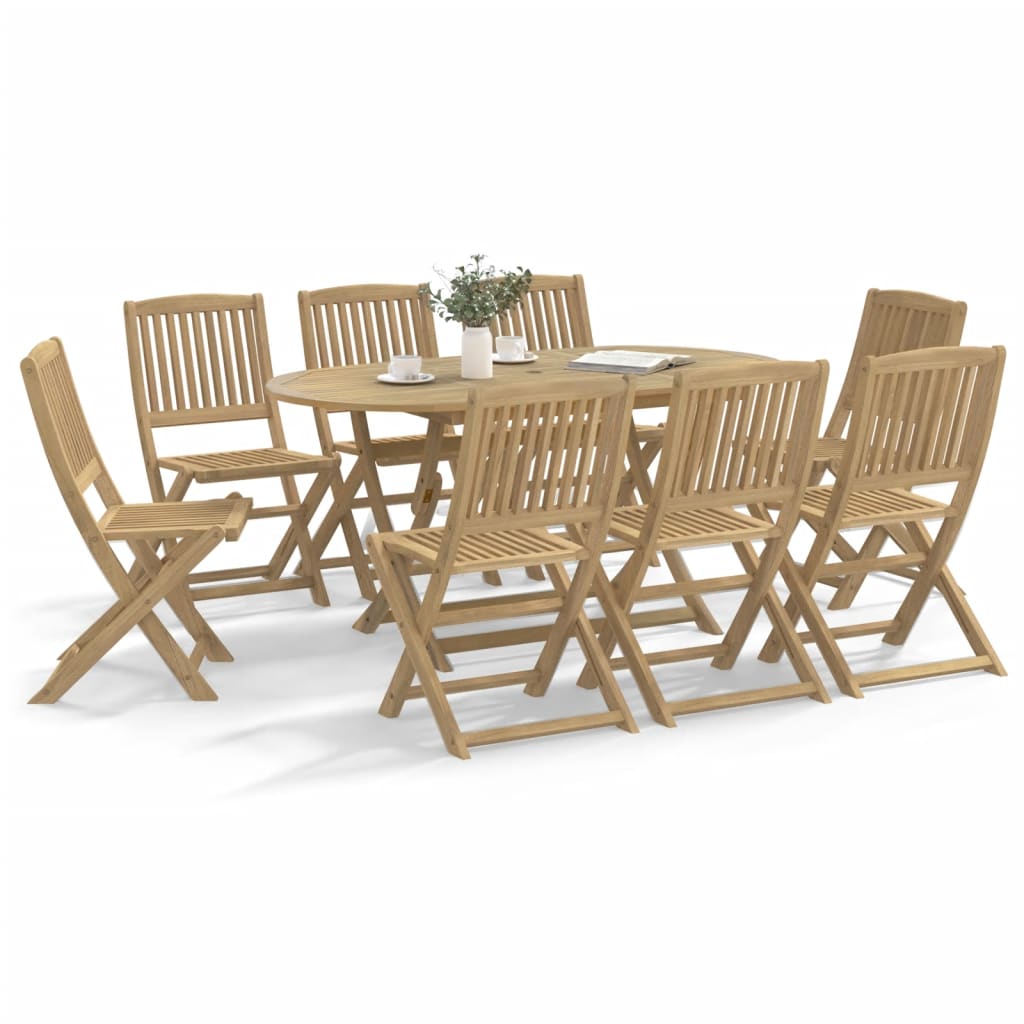 Set Mobilier De Exterior Pliabil, 7 Piese, Lemn Masiv De Acacia