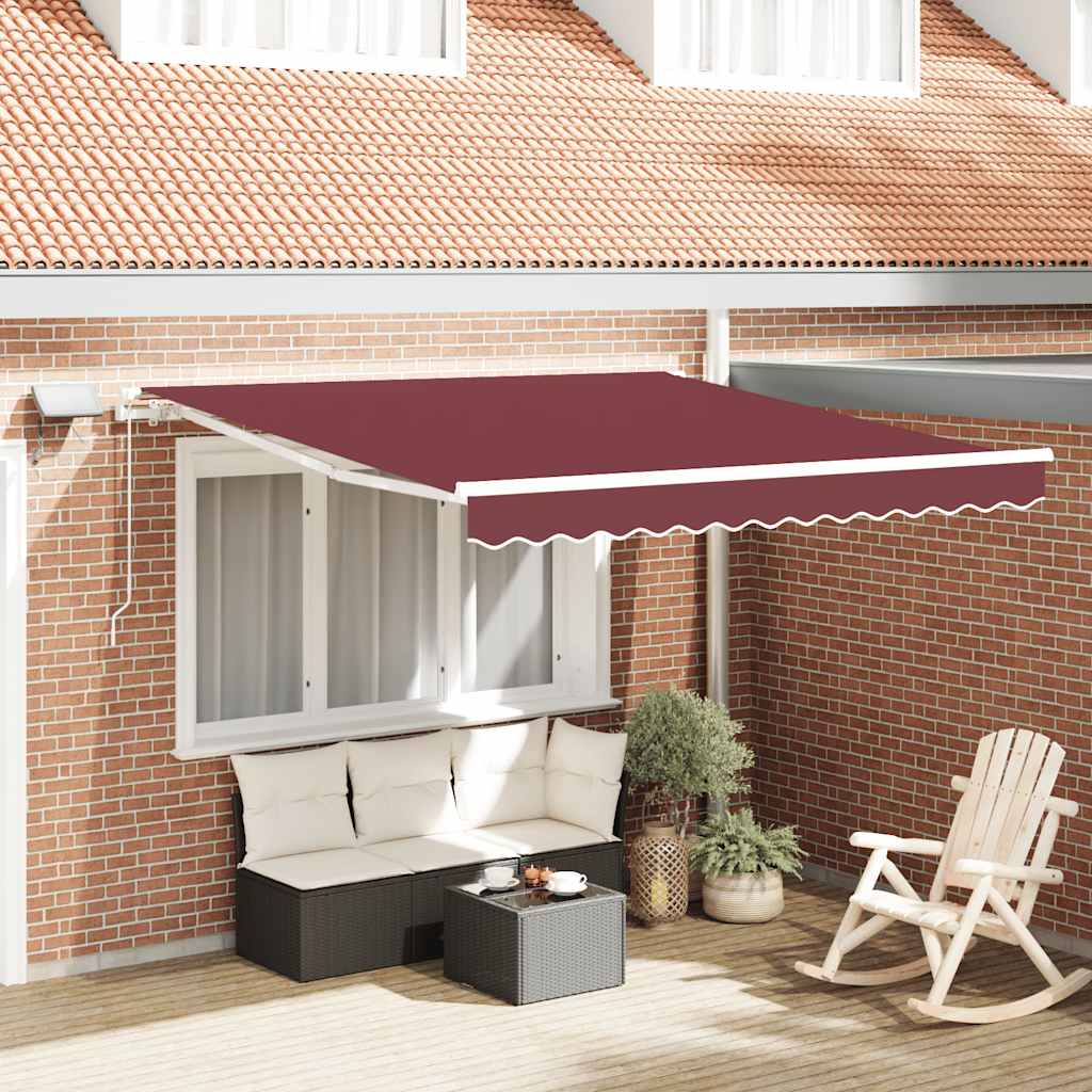 Copertină Retractabilă Manual Cu Led, Albastru/Alb,