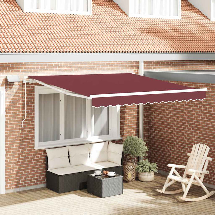 Copertină Retractabilă Manual Cu Led, Albastru/Alb,