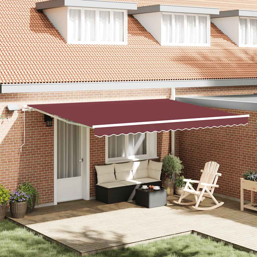 Copertină Retractabilă Manual Cu Led, Albastru/Alb,