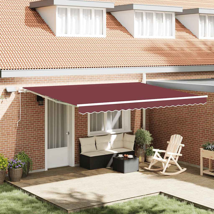 Copertină Retractabilă Manual Cu Led, Albastru/Alb,