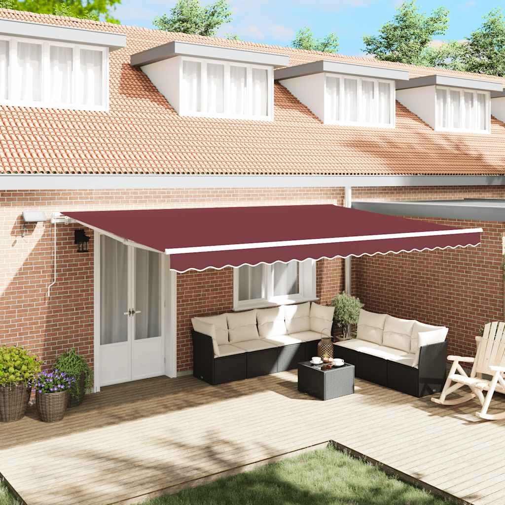 Copertină Retractabilă Manual Cu Led, Albastru/Alb,