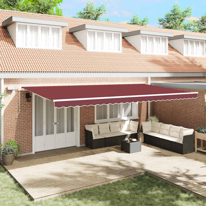 Copertină Retractabilă Manual Cu Led, Albastru/Alb,