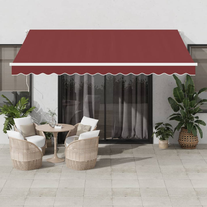 Copertină Retractabilă Manual Cu Led, Albastru/Alb,
