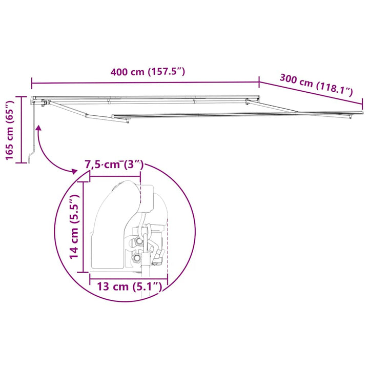 Copertina Retractabilă Manual, Vișiniu, 400X300 Cm
