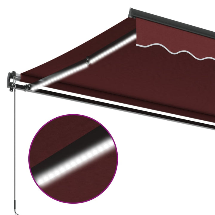 Copertina Retractabilă Manual Cu Led-Uri, Vișiniu, 450X300 Cm