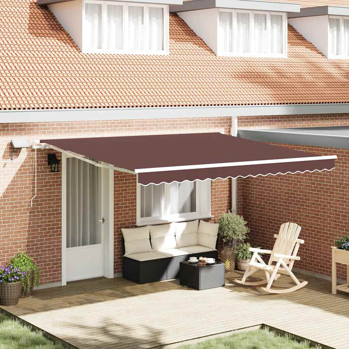 Copertină Retractabilă Manual Cu Led, Albastru/Alb,