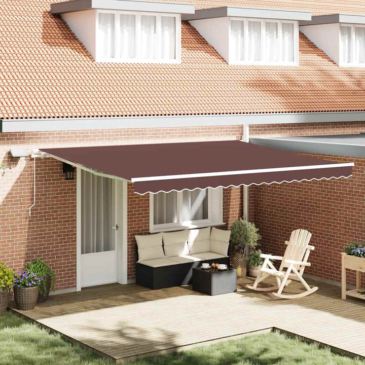Copertină Retractabilă Manual Cu Led, Albastru/Alb,