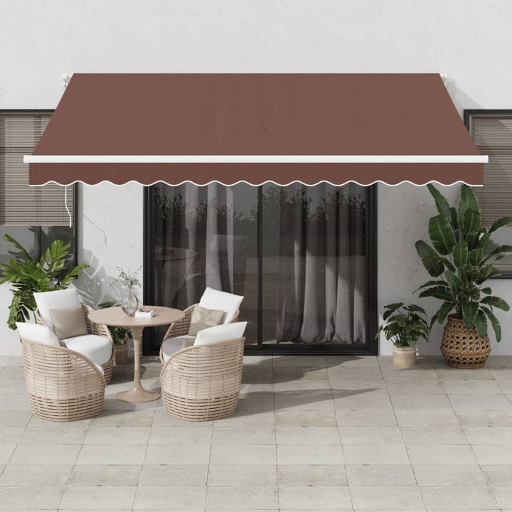 Copertină Retractabilă Manual Cu Led, Albastru/Alb,