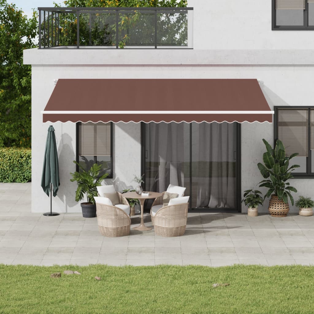 Copertină Retractabilă Manual, Portocaliu & Maro,