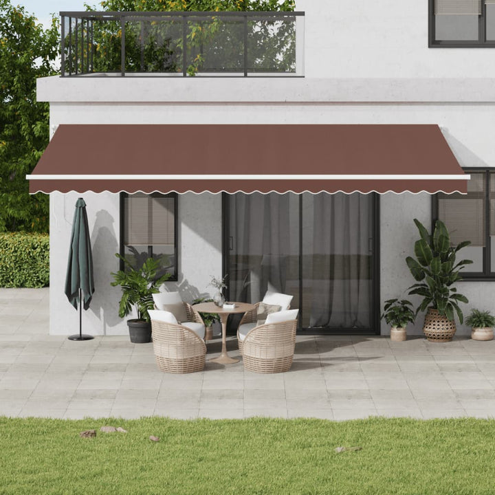 Copertină Retractabilă Manual, Portocaliu & Maro,