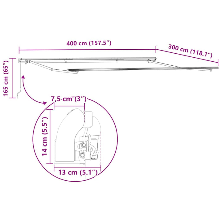 Copertină Retractabilă Manual, Maro, 400X300 Cm