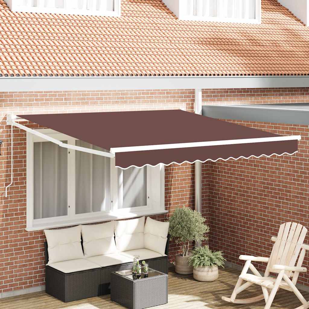Copertină Retractabilă Albastru/Alb, 4,5X3 M, Textil/Aluminiu