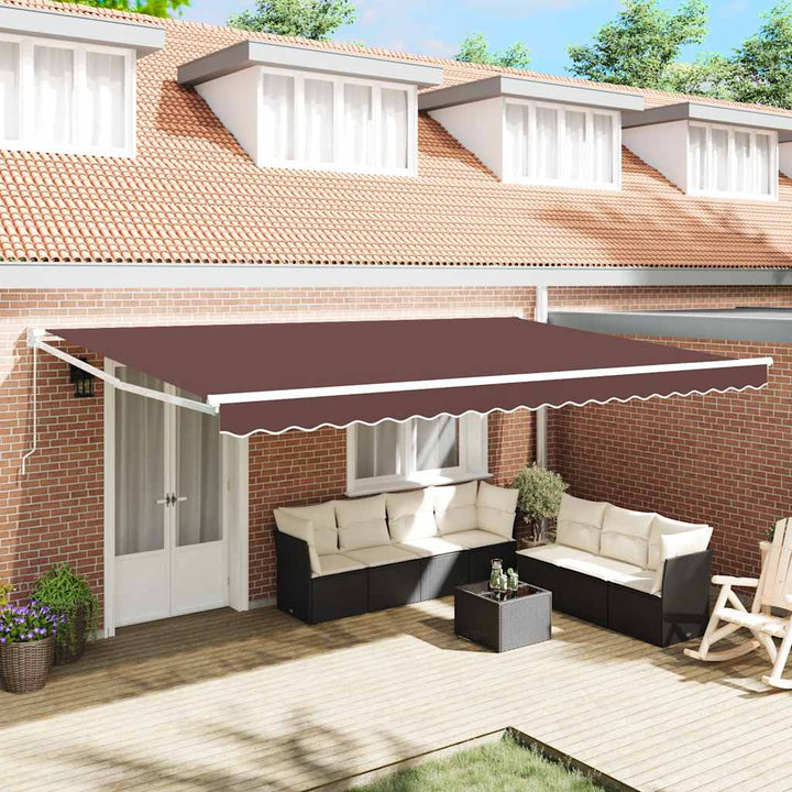 Copertină Retractabilă Albastru/Alb, 4,5X3 M, Textil/Aluminiu