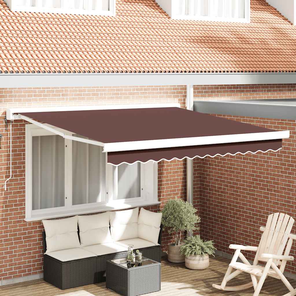 Copertină Retractabilă Albastru/Alb, 4X3 M, Textil/Aluminiu