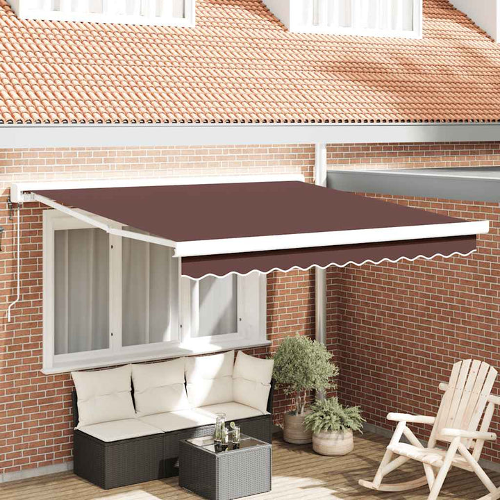 Copertină Retractabilă Albastru/Alb, 4X3 M, Textil/Aluminiu