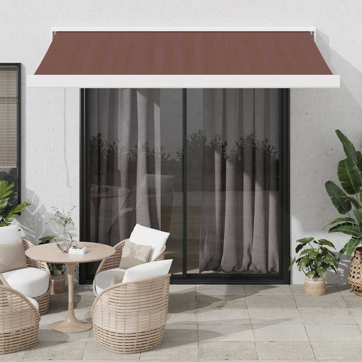 Copertină Retractabilă Albastru/Alb, 4X3 M, Textil/Aluminiu