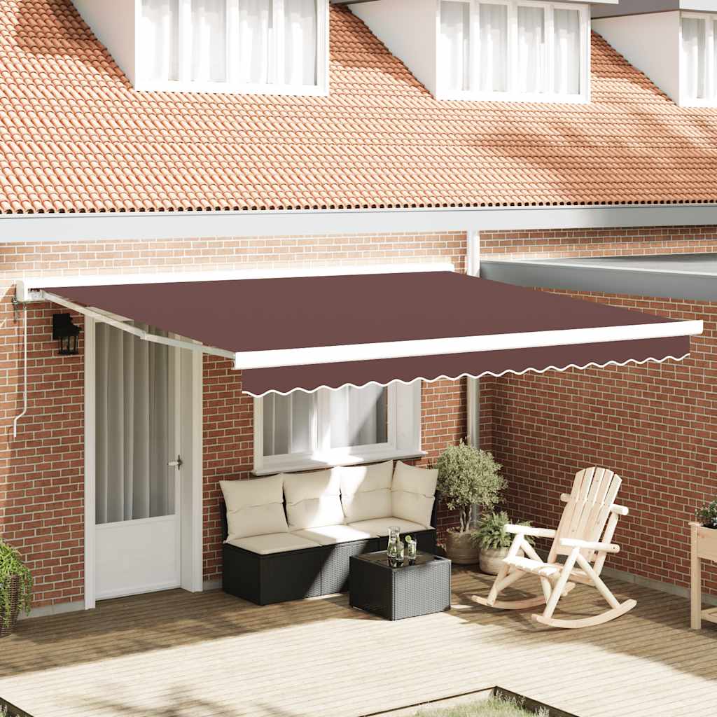 Copertină Retractabilă Albastru/Alb, 4X3 M, Textil/Aluminiu
