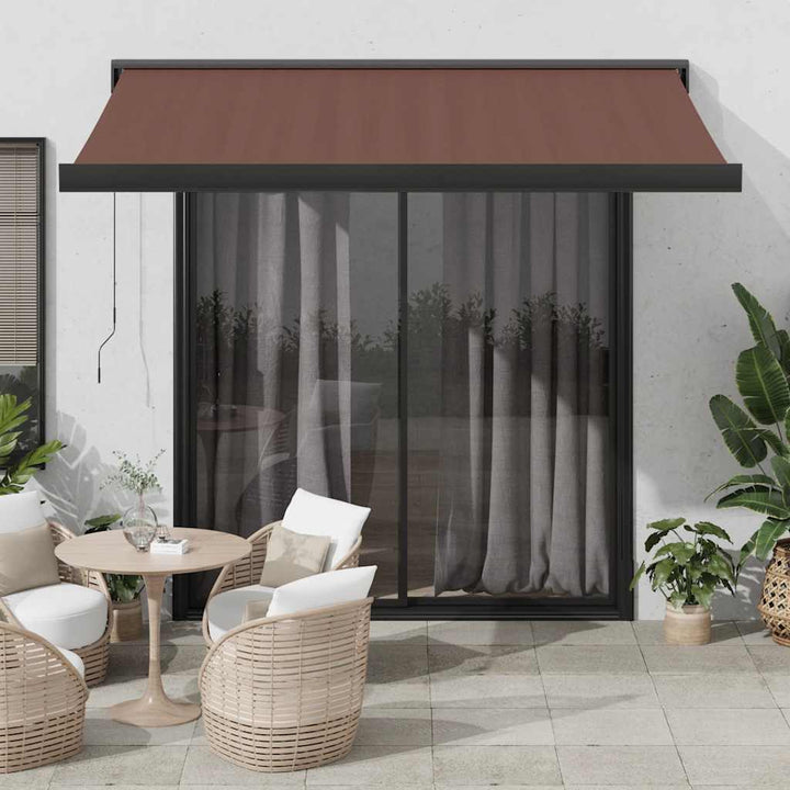 Copertină Retractabilă Albastru/Alb, 4X3 M, Textil/Aluminiu