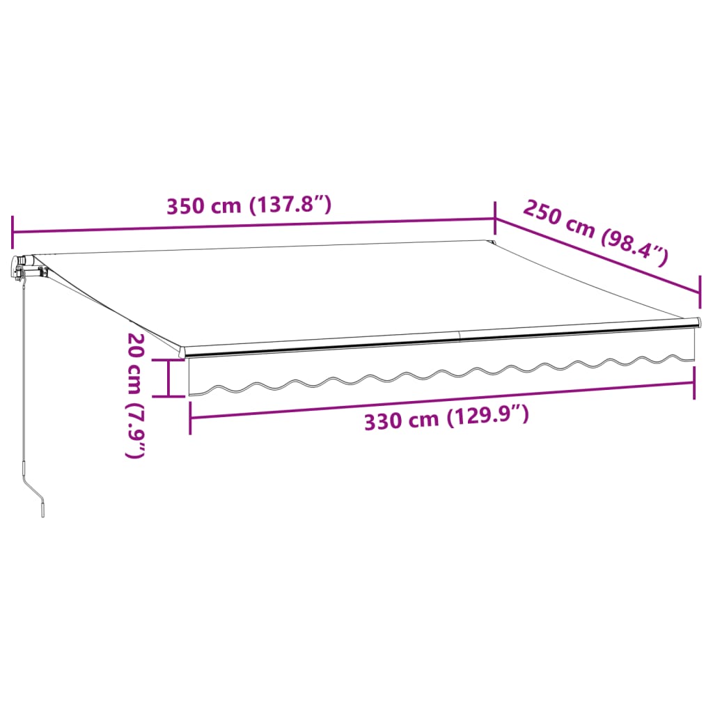Copertină Retractabilă Manual, Antracit/Alb, 350X250 Cm
