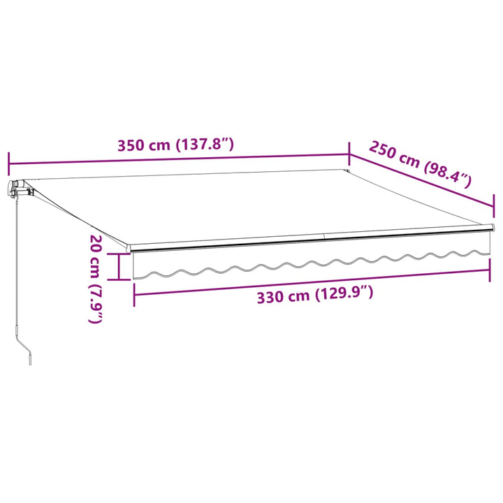 Copertină Retractabilă Manual, Antracit/Alb, 350X250 Cm