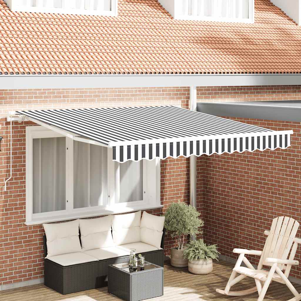 Copertină Retractabilă Manual, Antracit/Alb, 300X250 Cm