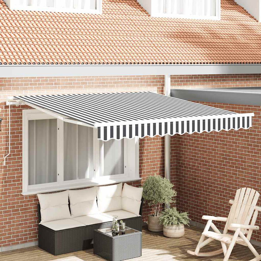 Copertină Retractabilă Manual, Antracit/Alb, 300X250 Cm