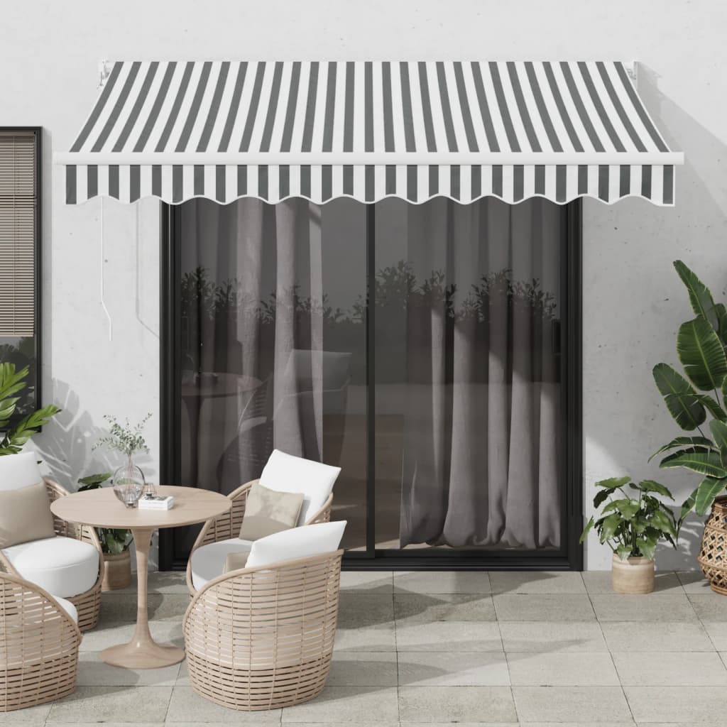 Copertină Retractabilă Albastru/Alb, 4,5X3 M, Textil/Aluminiu