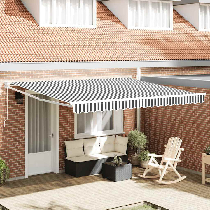 Copertină Retractabilă Albastru/Alb, 4,5X3 M, Textil/Aluminiu