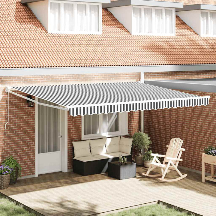 Copertină Retractabilă Albastru/Alb, 4,5X3 M, Textil/Aluminiu
