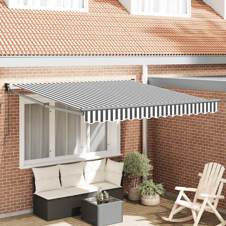 Copertină Retractabilă Albastru/Alb, 4,5X3 M, Textil/Aluminiu