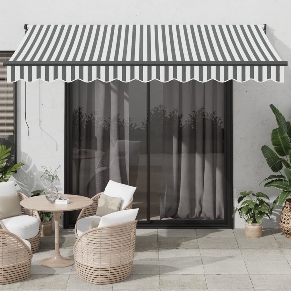 Copertină Retractabilă Albastru/Alb, 4,5X3 M, Textil/Aluminiu
