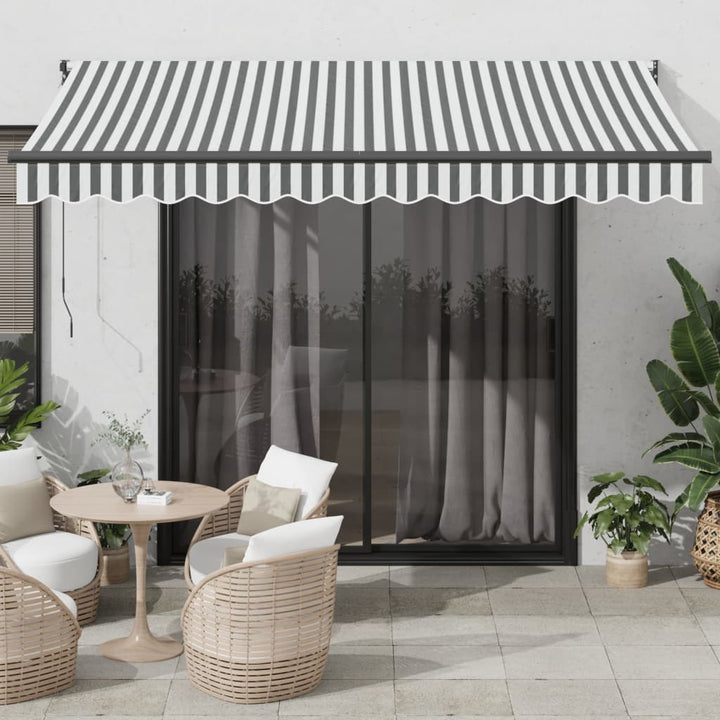 Copertină Retractabilă Albastru/Alb, 4,5X3 M, Textil/Aluminiu