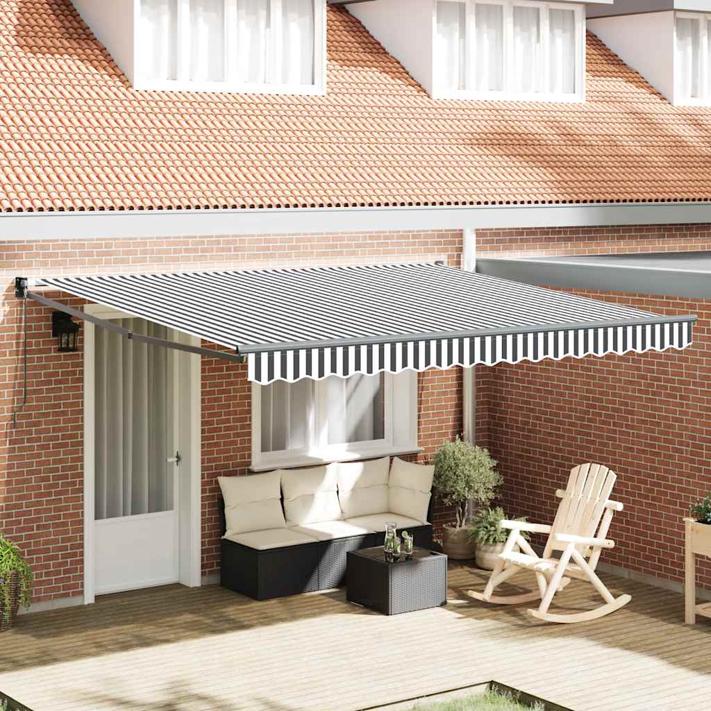 Copertină Retractabilă Albastru/Alb, 4,5X3 M, Textil/Aluminiu