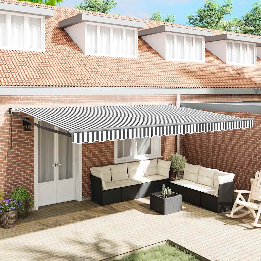 Copertină Retractabilă Albastru/Alb, 4,5X3 M, Textil/Aluminiu