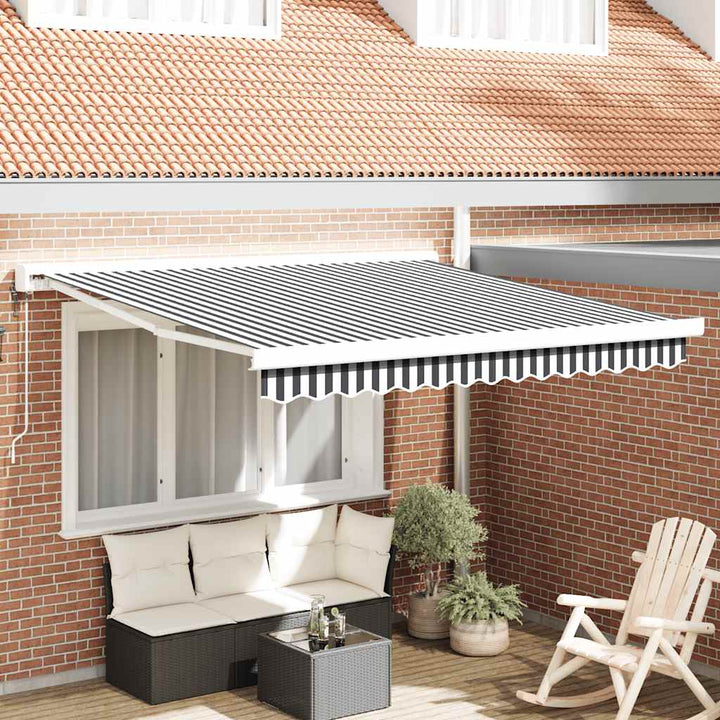 Copertină Retractabilă Albastru/Alb, 4X3 M, Textil/Aluminiu