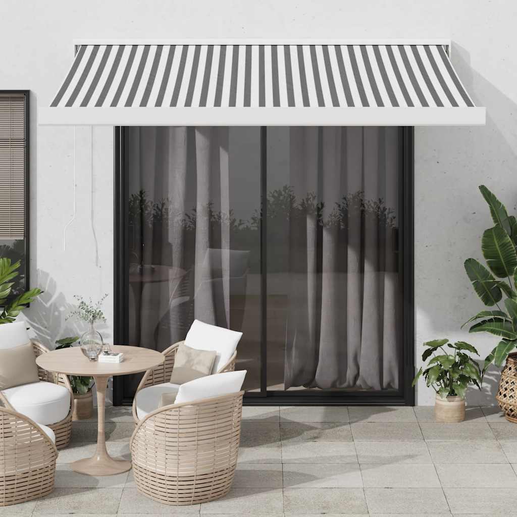 Copertină Retractabilă Albastru/Alb, 4X3 M, Textil/Aluminiu