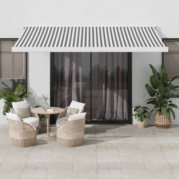 Copertină Retractabilă Albastru/Alb, 4X3 M, Textil/Aluminiu
