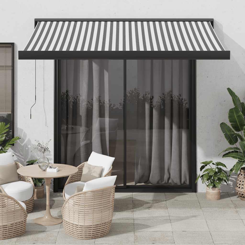 Copertină Retractabilă Albastru/Alb, 4X3 M, Textil/Aluminiu