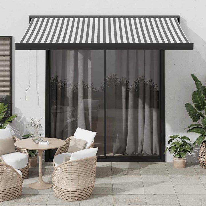 Copertină Retractabilă Albastru/Alb, 4X3 M, Textil/Aluminiu