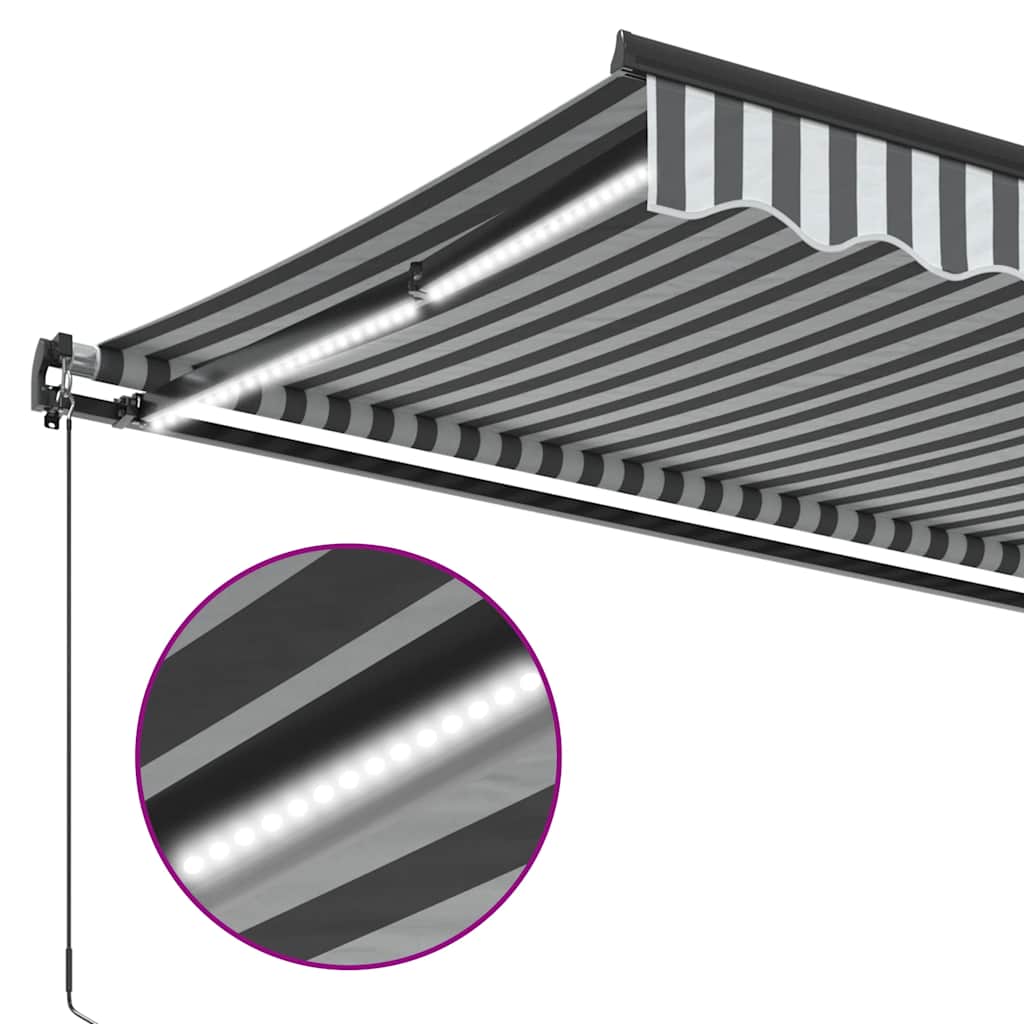 Copertină Retractabilă Manual Cu Led, Antracit/Alb, 300X250 Cm