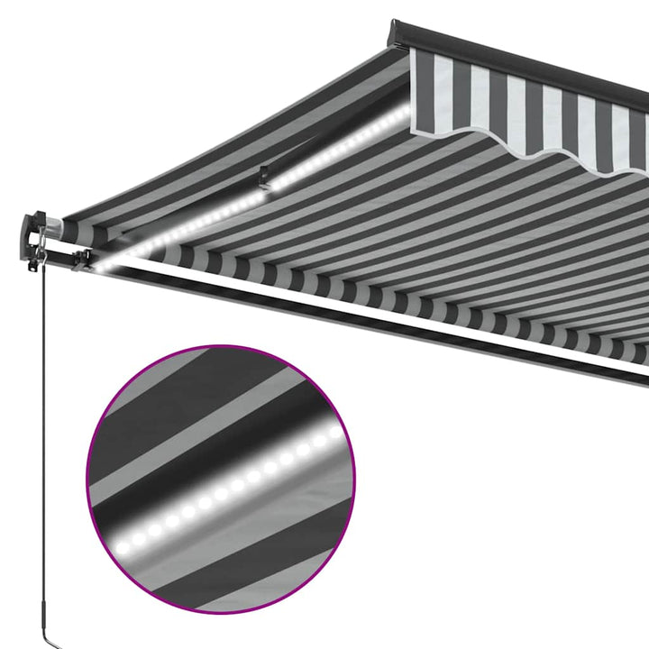 Copertină Retractabilă Manual Cu Led, Antracit/Alb, 300X250 Cm