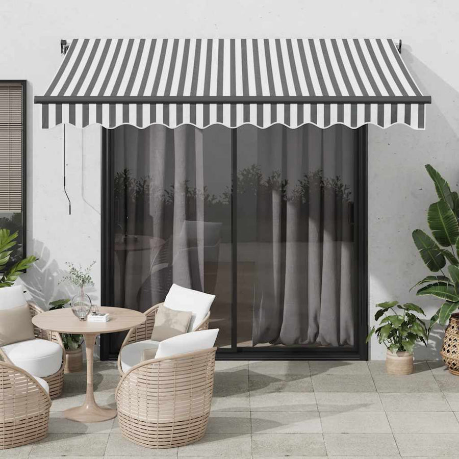 Copertină Retractabilă Manual Cu Led, Antracit/Alb, 300X250 Cm